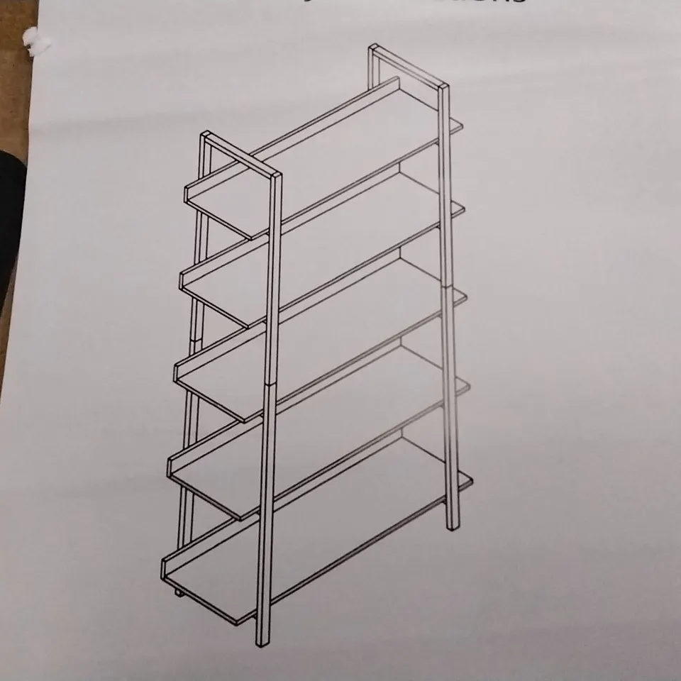 BOXED 5-TIER INDUSTRIAL BOOKSHELF IN RUSTIC BROWN/BLACK (1 BOX)