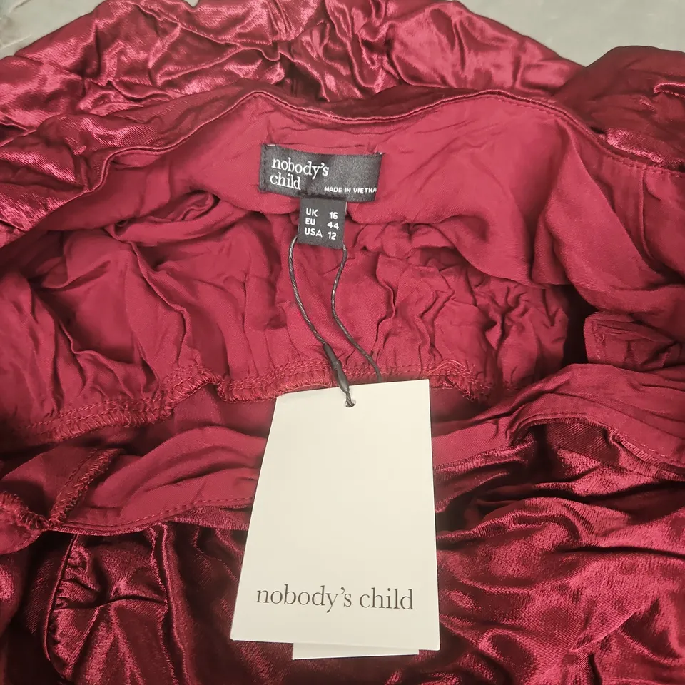NOBODY'S CHILD BURGUNDY SATIN DRESS – UK 16 (EU 44, US 12)