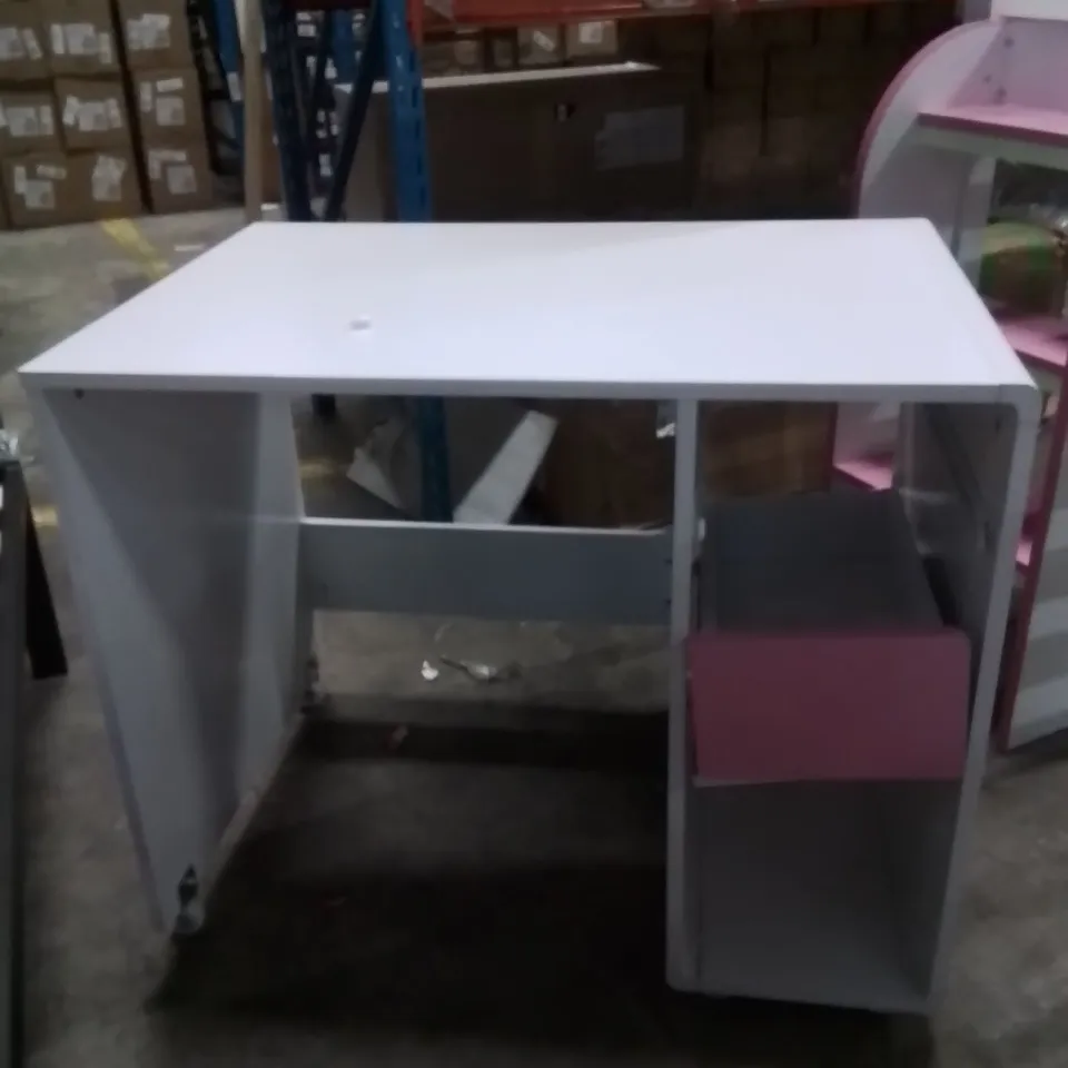 COMPUTER DESK WITH STORAGE PINK AND WHITE 