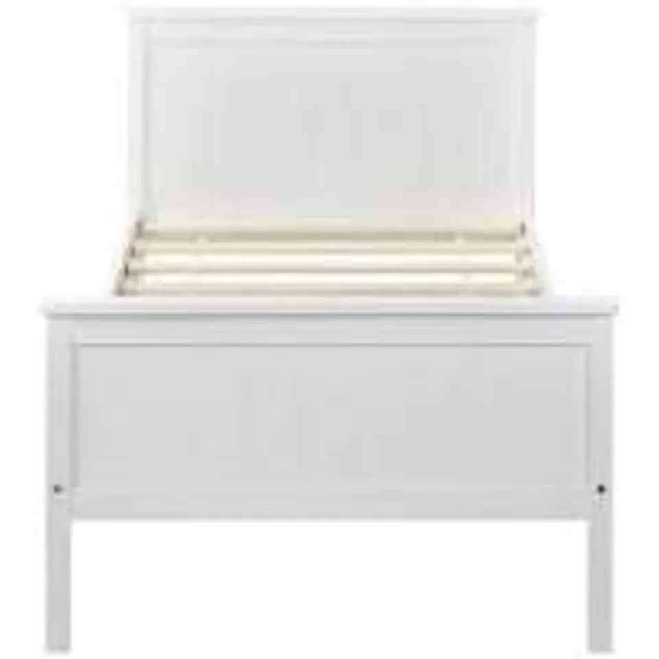BOXED FLORIDA PINE WOOD SINGLE BED FRAME - WHITE (BOX 1 OF 1)