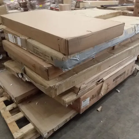 PALLET OF ASSORTED DESIGNER INCOMPLETE FURNITURE PARTS AND PIECES 