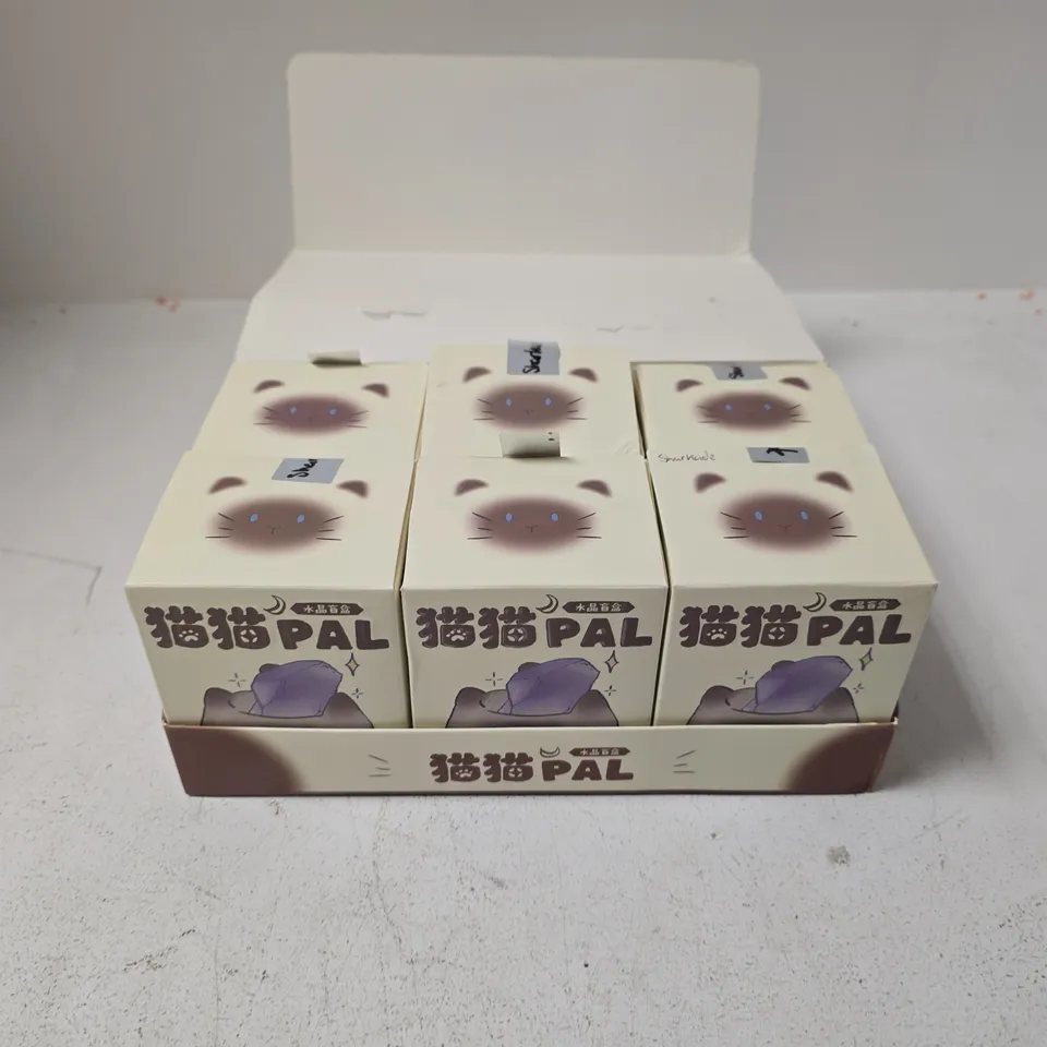 BOXED WHOOPEA CAT PAL CRYSTAL SERIES FIGURES, BLIND BOX SET OF 6