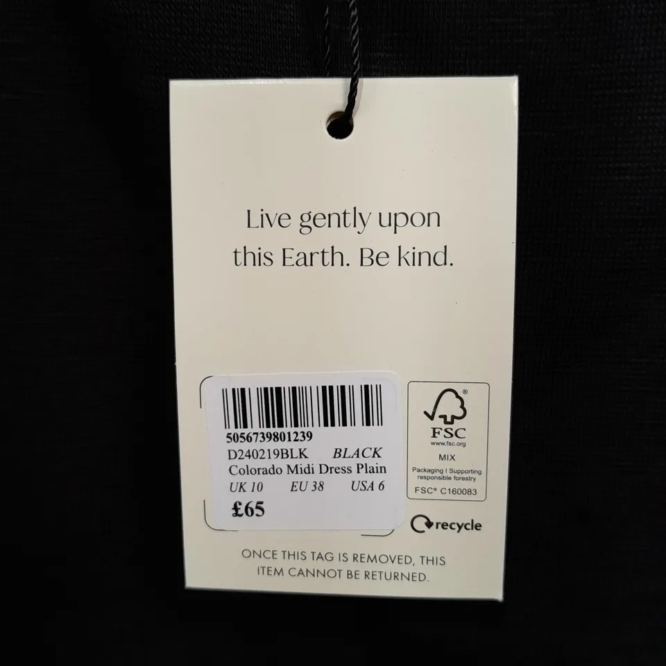NOBODYS CHILD COLORADO MIDI DRESS IN BLACK - UK 10