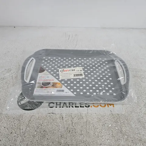 SET OF 2 DIV CHI RECTANGULAR PLASTIC TRAY GREY/WHITE