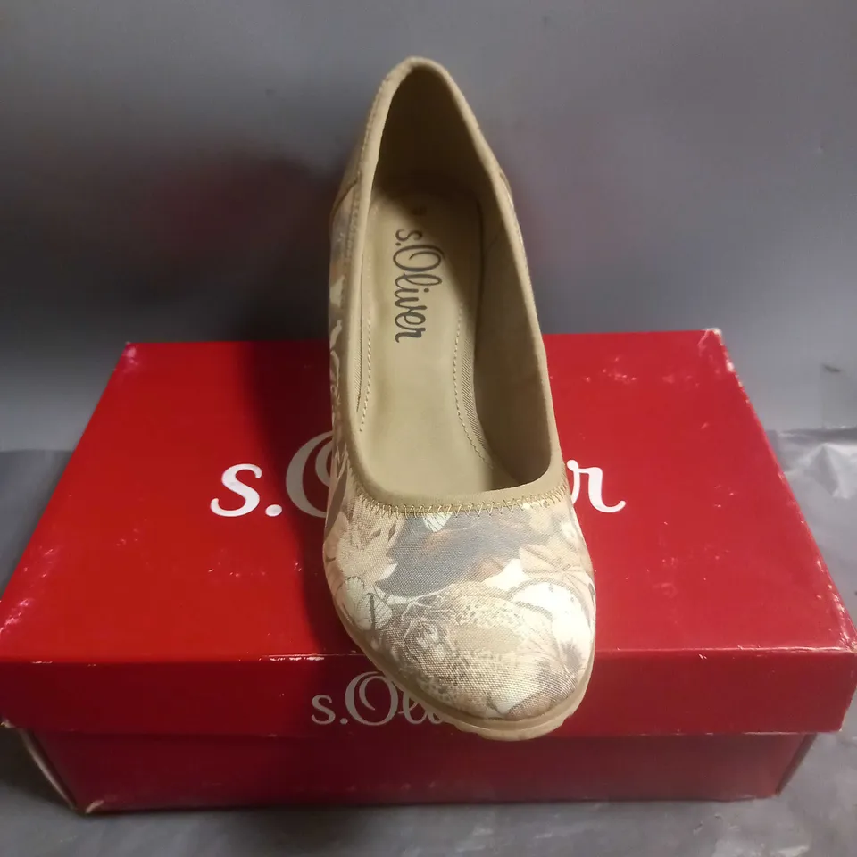 S.OLIVER LADIES LOW HEEL COURT SHOES BEIGE FLOWER DESIGN SIZE EU 40