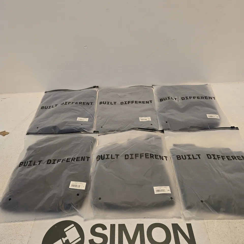 SET OF APPROXIMATELY 20 ASSORTED BUILT DIFFERENT T-SHIRTS/SHIRTS IN VARIOUS COLOURS AND SIZES