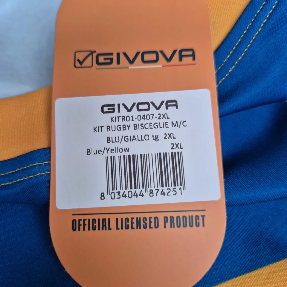 GIVOVA RUGBY KIT BISCEGLIE – BLUE/YELLOW, 2XL (OFFICIAL LICENSED PRODUCT)