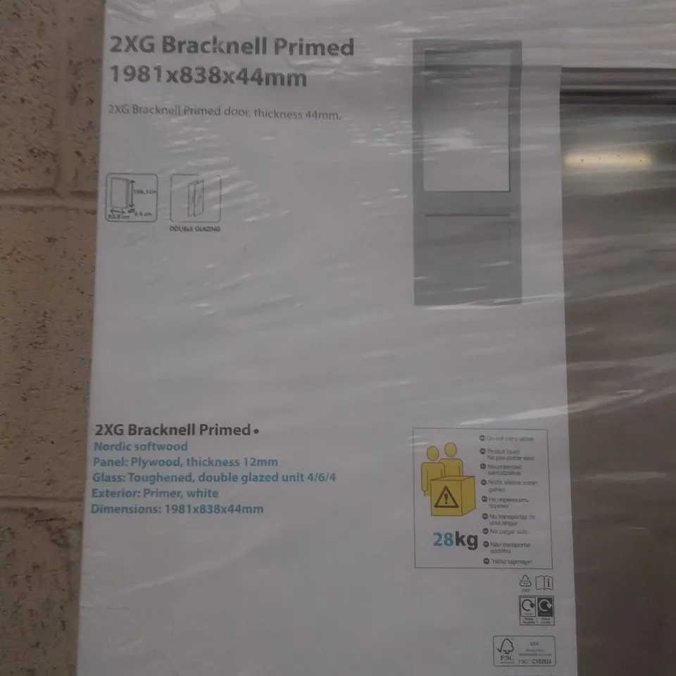 2XG BRACKNELL PRIMED NORDIC SOFTWOOD DOUBLE GLAZED WHITE DOOR