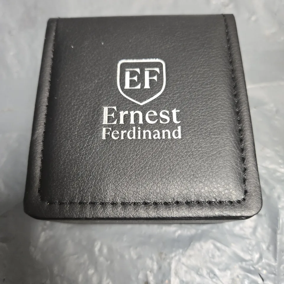 ERNEST FERDINAND TWO-TONE STAINLESS STEEL WRISTWATCH WITH GREEN WORLD-TIME DIAL