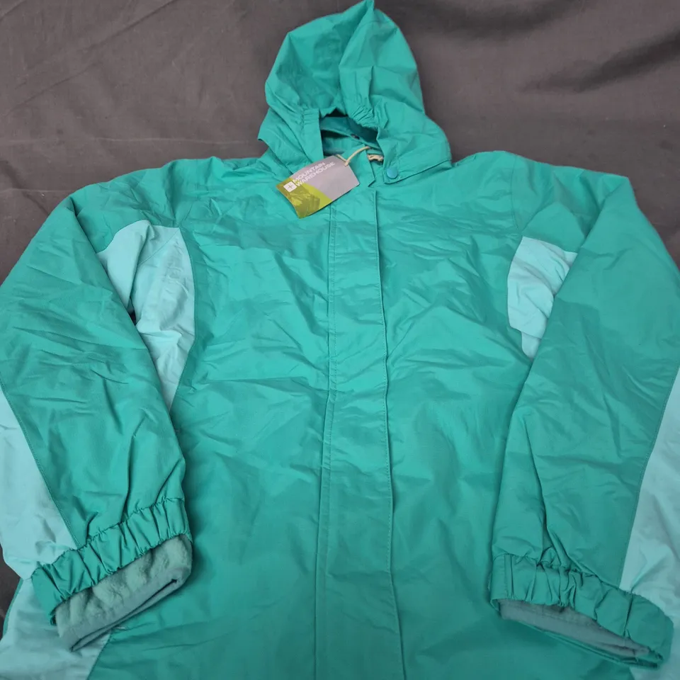 MOUNTAIN WAREHOUSE LIGHTNING KIDS 3-IN-1 WATERPROOF JACKET – LIGHT TEAL, AGE 13Y
