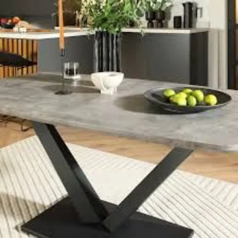 BOXED AVANTA INDUSTRIAL DINING TABLE, 160cm, CONCRETE EFFECT AND STEEL (3 BOXES)
