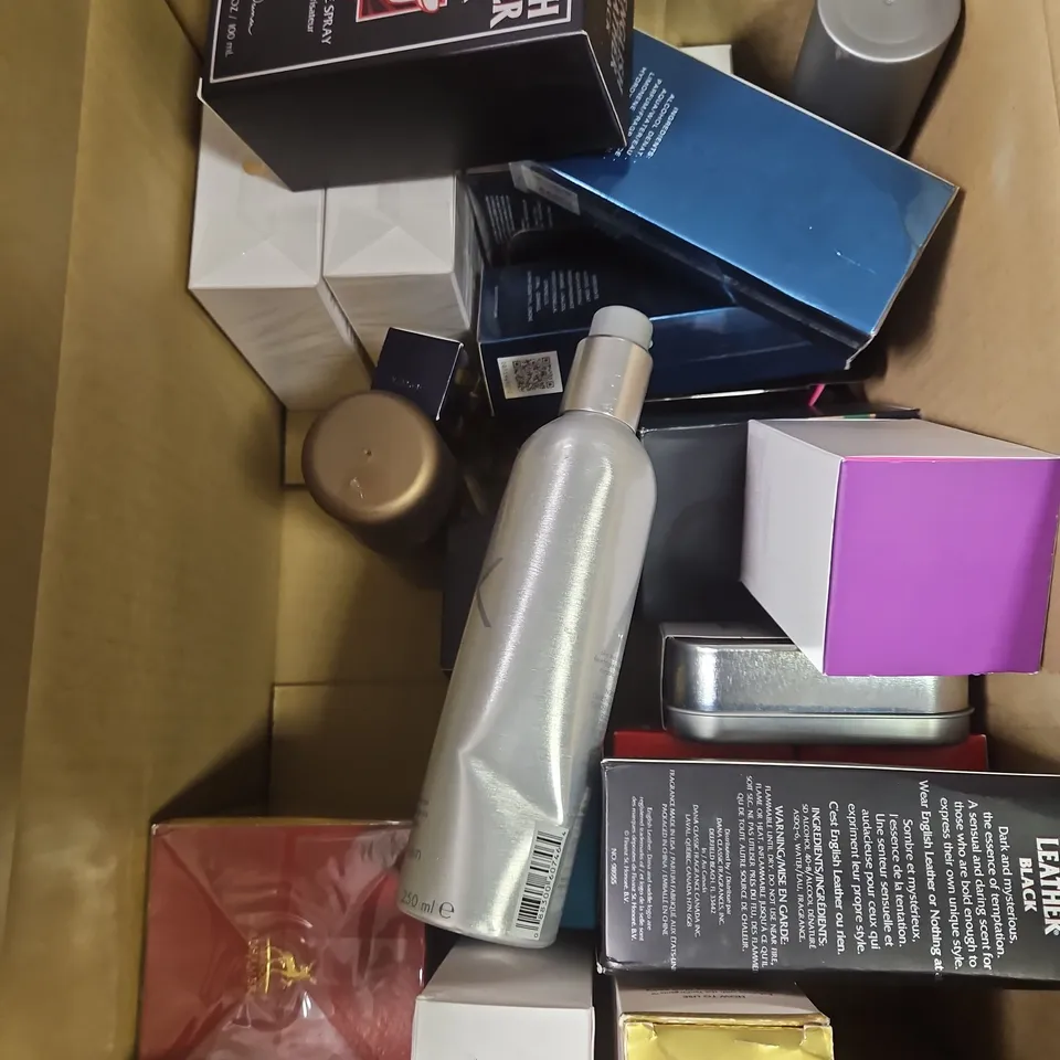 BOX OF APPROXIMATELY 20 ASSORTED COSMETIC ITEMS TO INCLUDE - ADIDAS FRUITY RHYTHM PERFUMED DEODORANT SPRAY - ELIZABETH ARDEN RED DOOR EAU DE TOILETTE - TAN ORGANIC SELF TAN LOTION - ETC