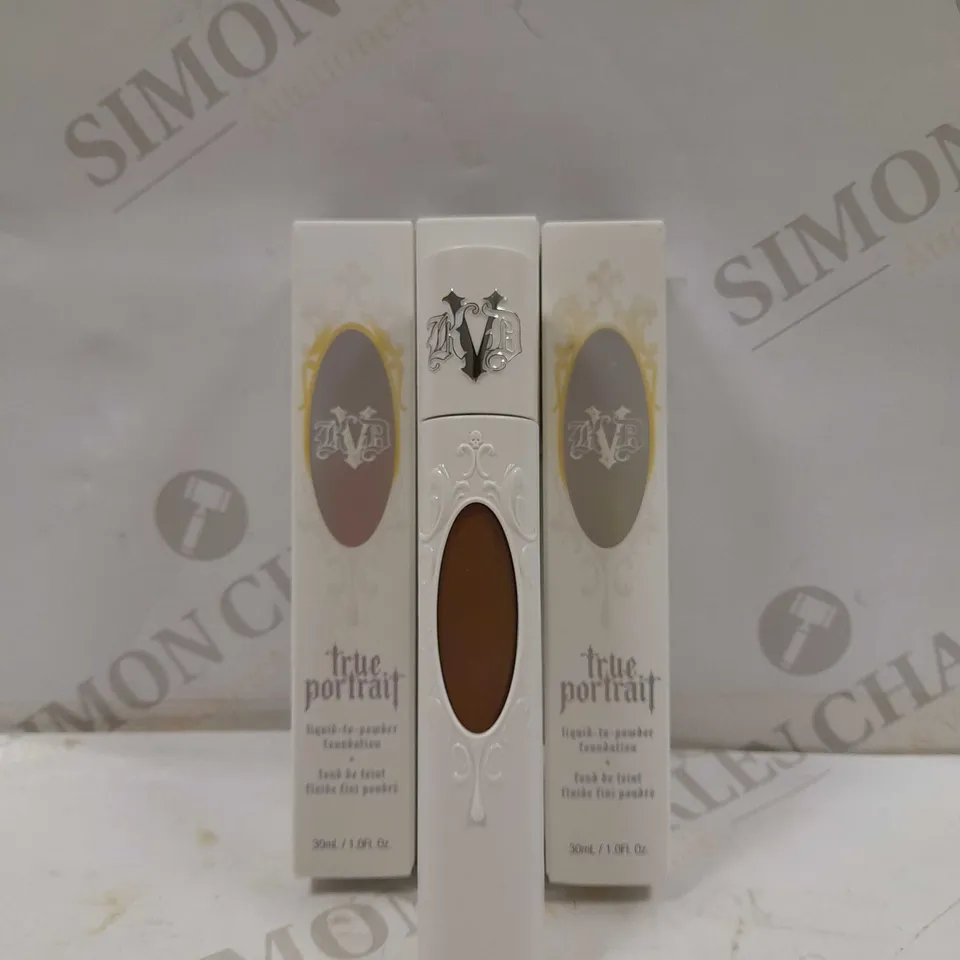 BOX OF 3 VINTAGE KAT VON D TRUE POSTRAIT LIQUID TO POWDER FOUNDATION DEEP 082