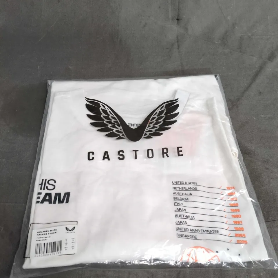 CASTORE MCLAREN BORN RACERS T-SHIRT – WHITE, UK M (EUR M)
