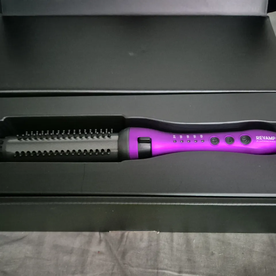 REVAMP PROGLOSS VOLUME & WAVE 32MM CERAMIC IONIC ROUND BARREL HAIR BRUSH – PURPLE (BOXED)