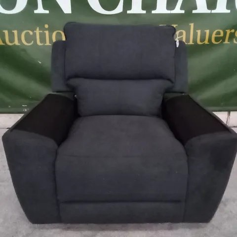 QUALITY DESIGNER MANUAL RECLINER ARMCHAIR - SLATE FABRIC