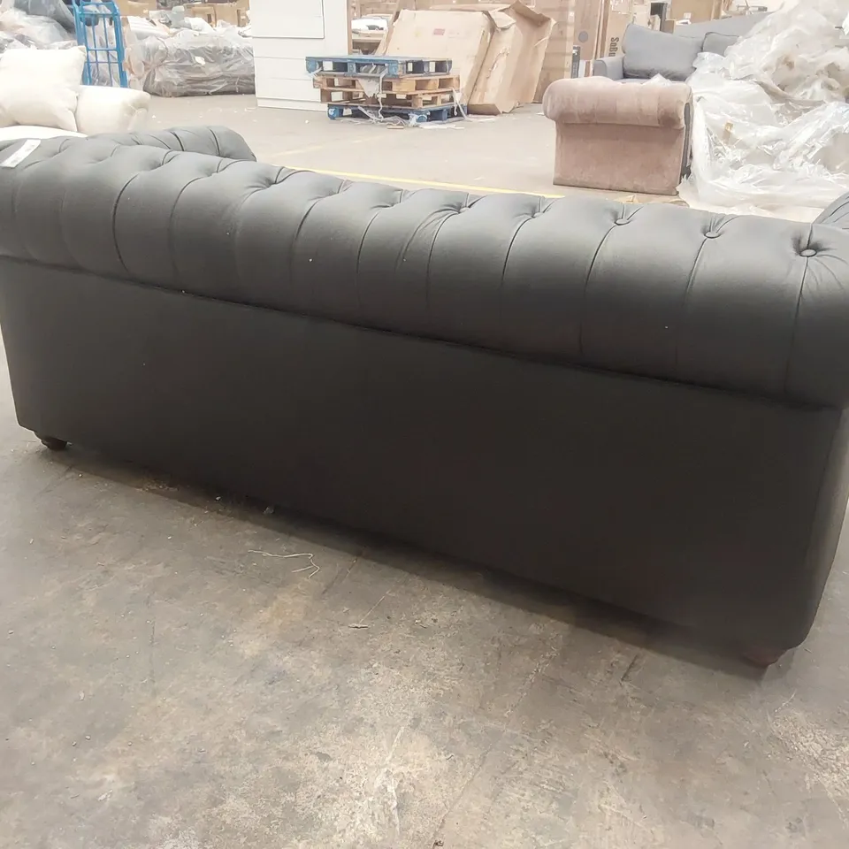 QUALITY DESIGNER BAKERFIELD 3 SEATER LEATHER/FAUX LEATHER COMBO SOFA - BLACK