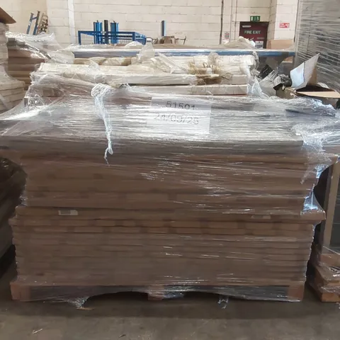 PALLET CONTAINING A VERY LARGE QUANTITY OF WOODEN FURNITURE PANELS AND FITTINGS INCLUDING: PICNIC TABLE RAILS ECT