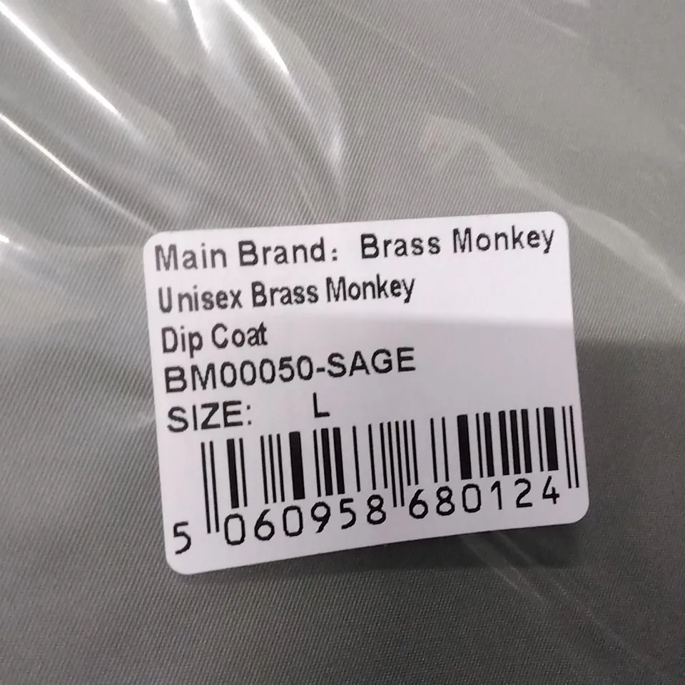 BRAND NEW BAGGED BRASS MONKEY UNISEX DIP COAT - SAGE // SIZE: L