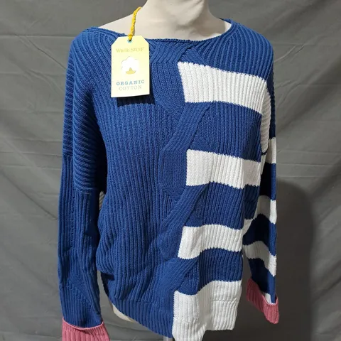 WHITE STUFF UNA STRIPE JUMPER IN BLUE MULTI SIZE 12