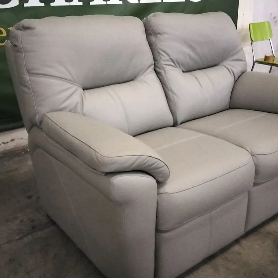 QUALITY BRITISH DESIGNED & MANUFACTURED G PLAN SEATTLE 2 SEATER CAMBRIDGE GREY LEATHER SOFA