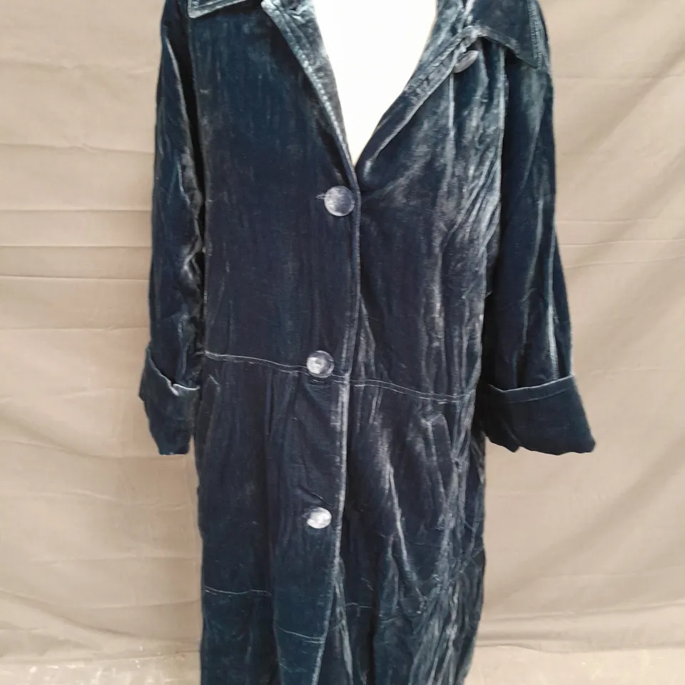 WHITE STUFF VELVET DUSTER COAT INDEEP BLUE - UK 12