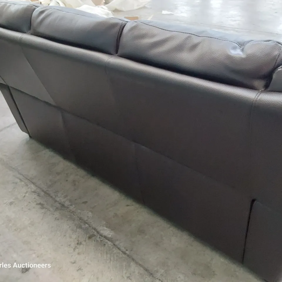 DESIGNER ALBION THREE SEATER SOFA BROWN FAUX LEATHER 