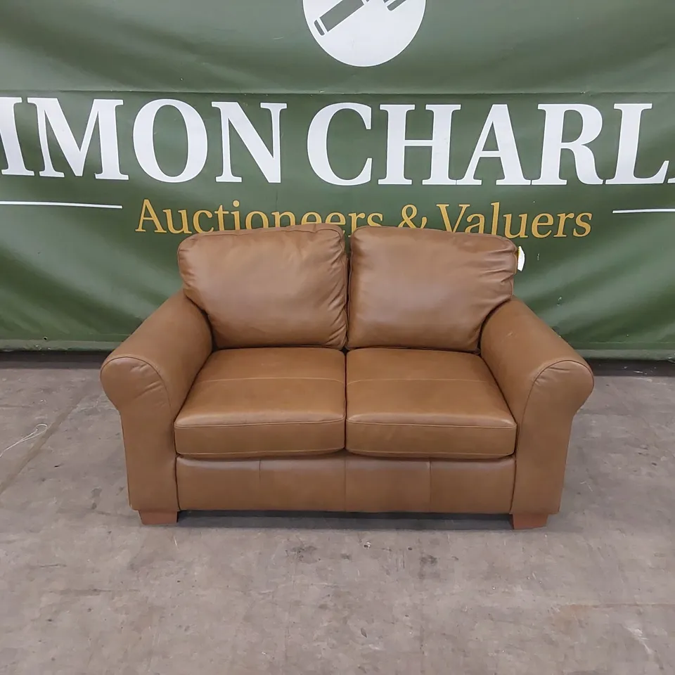 BAILEY 2 SEATER LEATHER SOFA - TAN