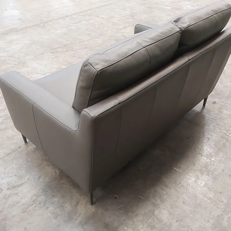 QUALITY DESIGNER ITALIAN MADE ALESSANDRO 2 SEATER SOFA IN GREY ANTHRACITE LEATHER