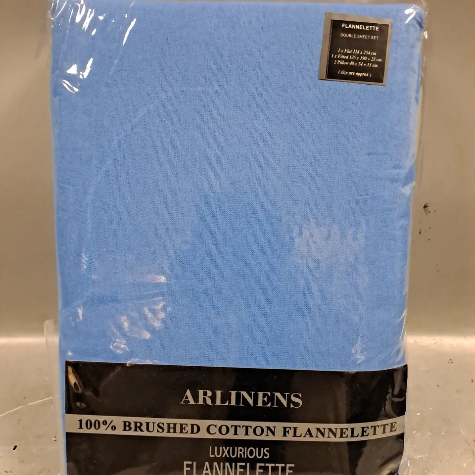 ARLINENS FLANNELETTE DOUBLE SHEET SET - BLUE 