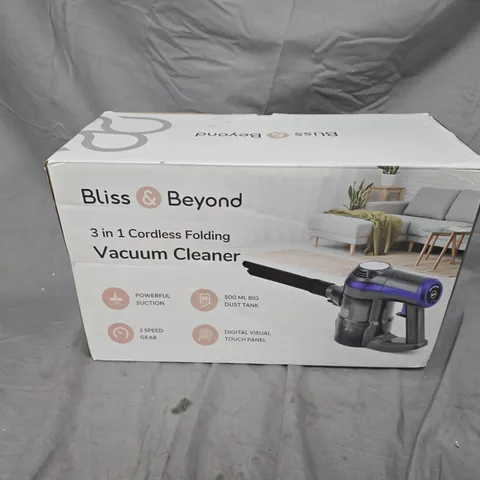 BLISS & BEYOND 3-IN-1 CORDLESS FOLDING VACUUM CLEANER – BOXED