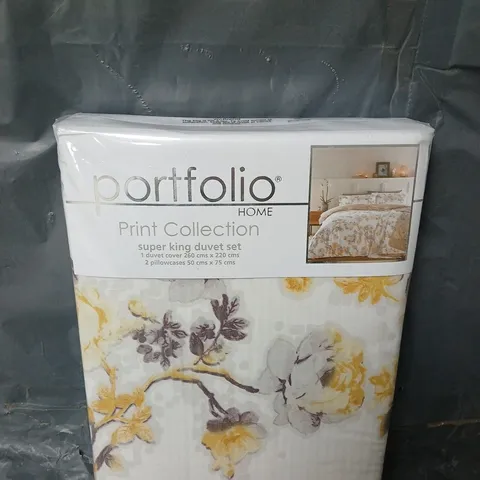 SEALED PORTFOLIO HOME PRINT COLLECTION ORIENTAL SUPER KING DUVET SET IN OCHRE