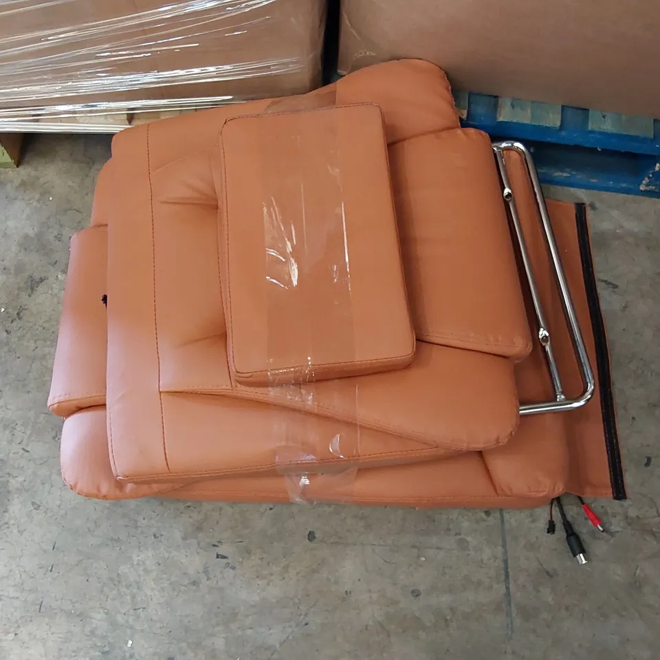 PARTS OF BROWN FAUX LEATHER MASSAGE CHAIR (3 ITEMS TAPED TOGETHER)