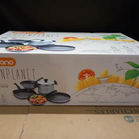 BOXED AS NEW DELIMANO GREEN PLANET 6-PIECE PAN SET