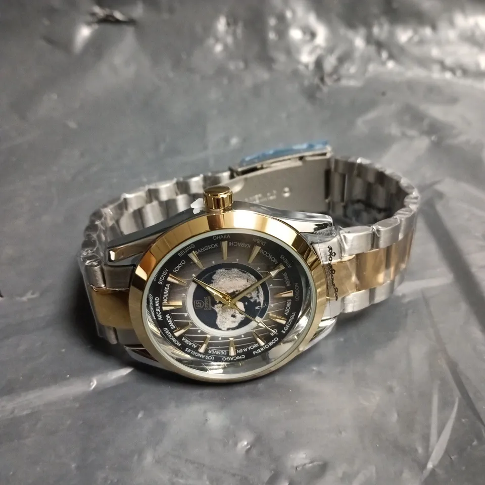 MENS ERNEST FERDINAND WATCH – GLOBAL DIAL – STAINLESS STEEL STRAP