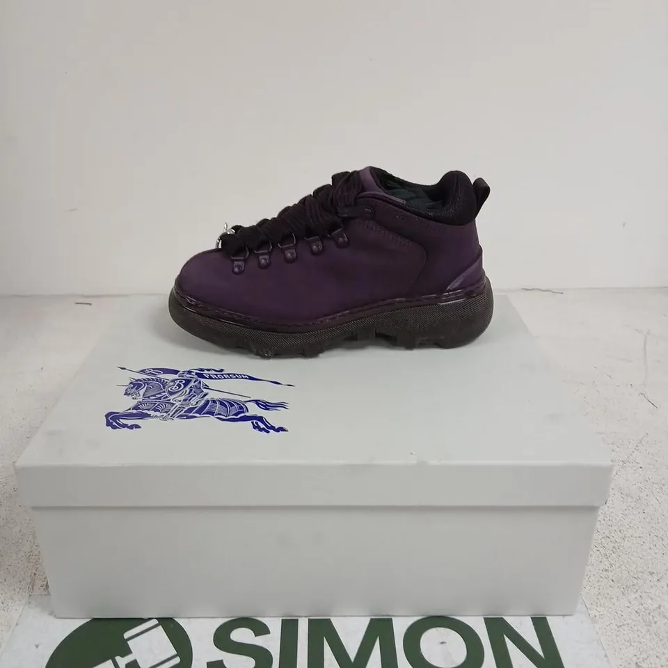 BURBERRY HIKING BOOTS ON RUBBER SOLE – AUBERGINE/PURPLE, UK4 (EU37)