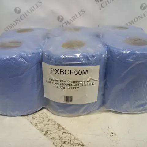 6-ROLL PACK OF 2 PLY 50M BLUE HAND TOWELS