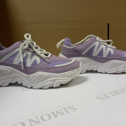 KOI PURPLE/WHITE CHUNKY VEGAN TRAINERS - SIZE 5