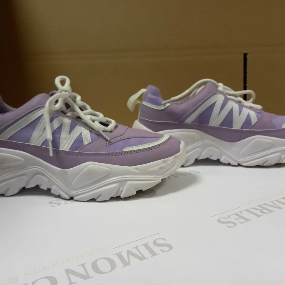 KOI PURPLE/WHITE CHUNKY VEGAN TRAINERS - SIZE 5