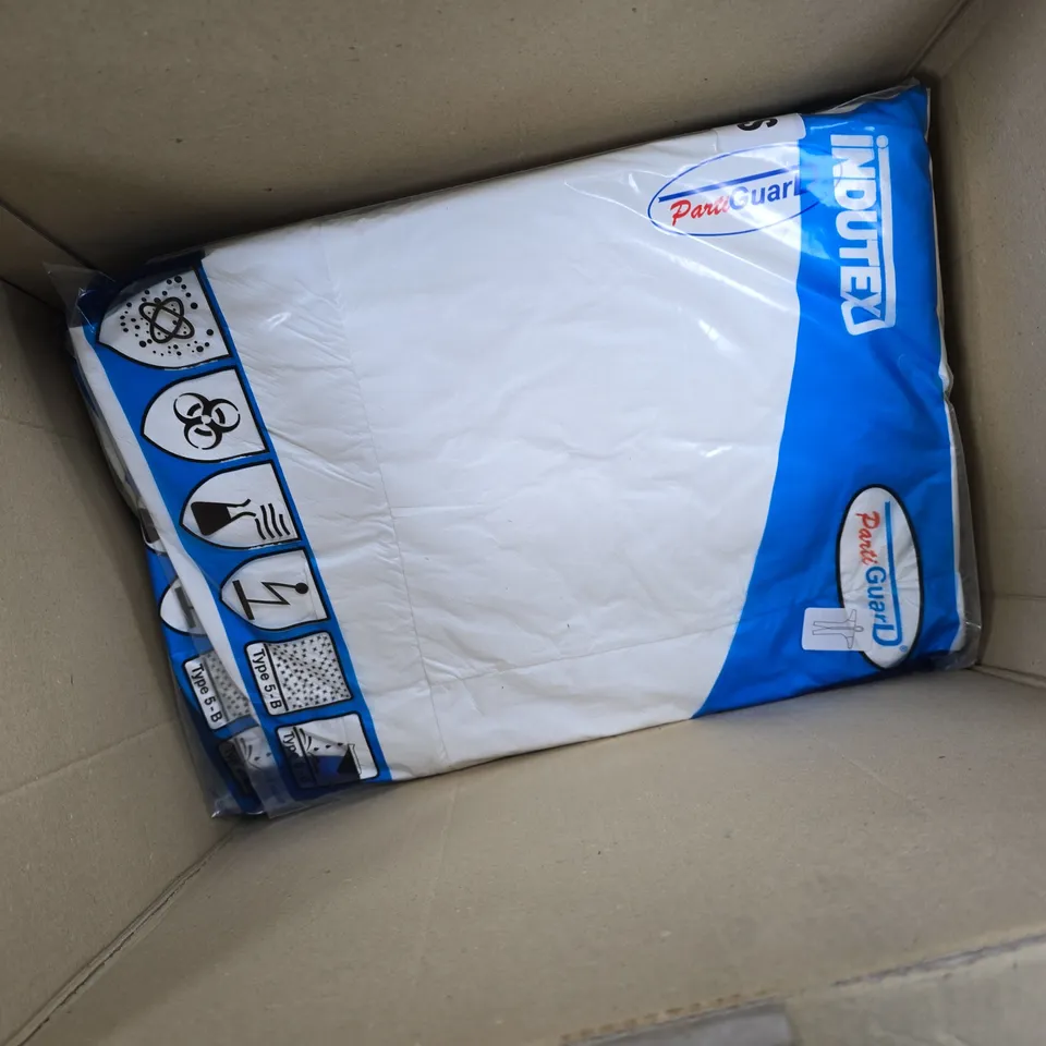 APPROXIMATELY 15 INDUTEX PARTIGUARD COVERALLS IN WHITE - SMALL