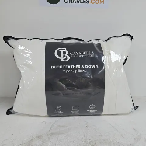 CASABELLA THE ULTIMATE LINEN DUCK FEATHER AND DOWN 2 PACK PILLOWS IN CASE