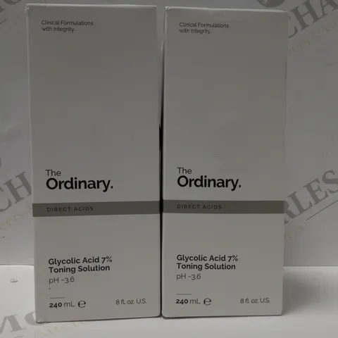 LOT OF 2 X 240ML THE ORDINARY GLYCOLIC ACID 7% TONING SOLUTION