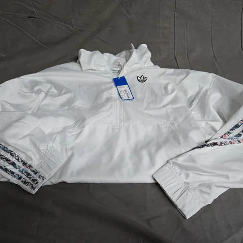 ADIDAS WHITE SIZE 8 HALF ZIP WINDBREAKER 