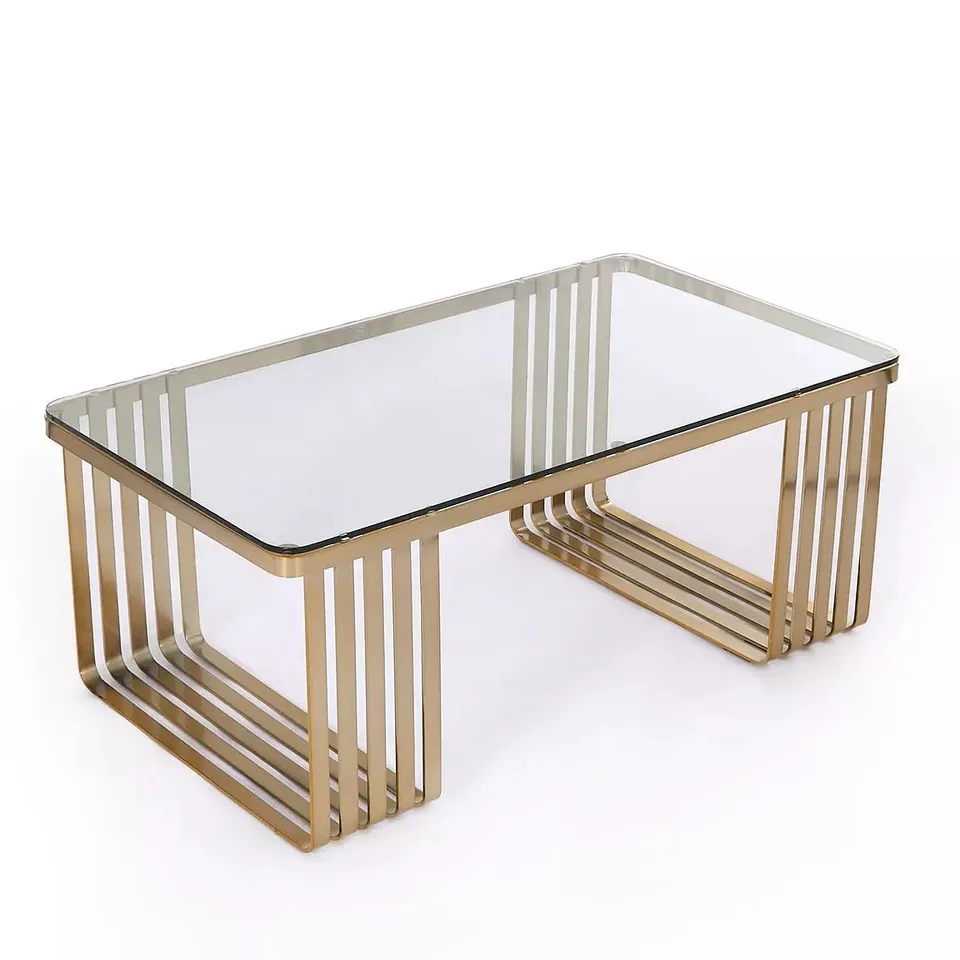 BOXED AXTON COFFEE TABLE IN BRASS (1 BOX) - COLLECTION ONLY 