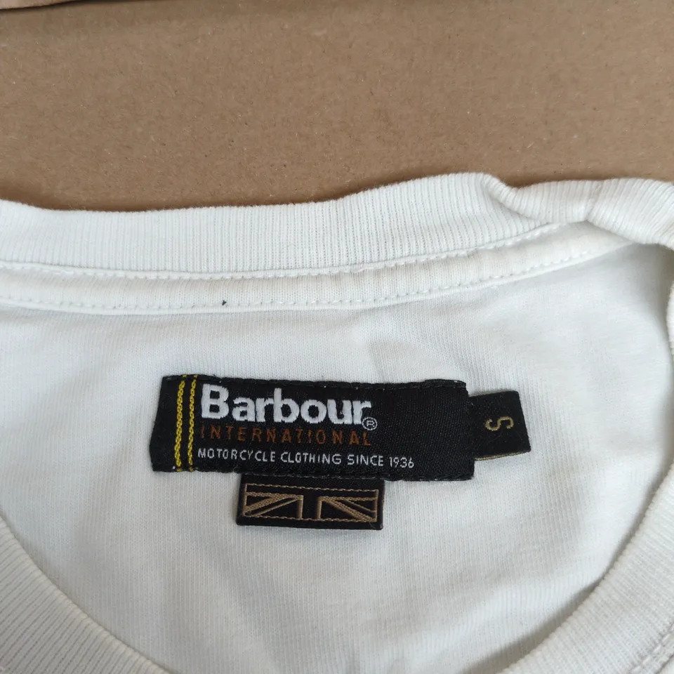 BARBOUR INTERNATIONAL WHITE T-SHIRT, SIZE S (MEN'S)