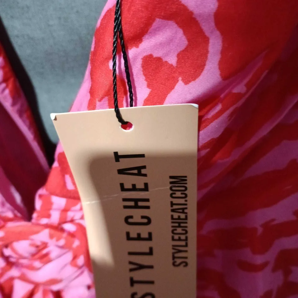 UK 12 STYLECHEAT WOMEN'S PINK PATTERN DRESS – PINK ANIMAL PRINT (EU 40 / US 8)