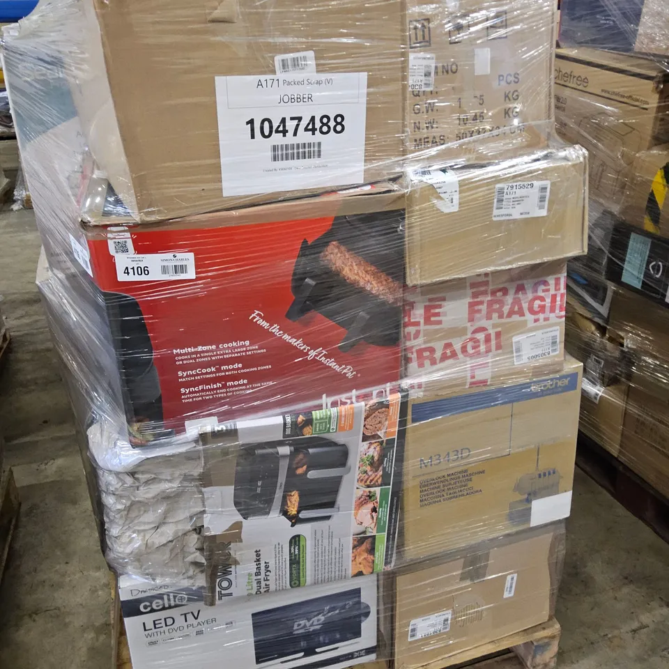 PALLET OF APPROXIMATELY 25 UNPROCESSED RAW RETURN HOUSEHOLD AND ELECTRICAL GOODS TO INCLUDE;
