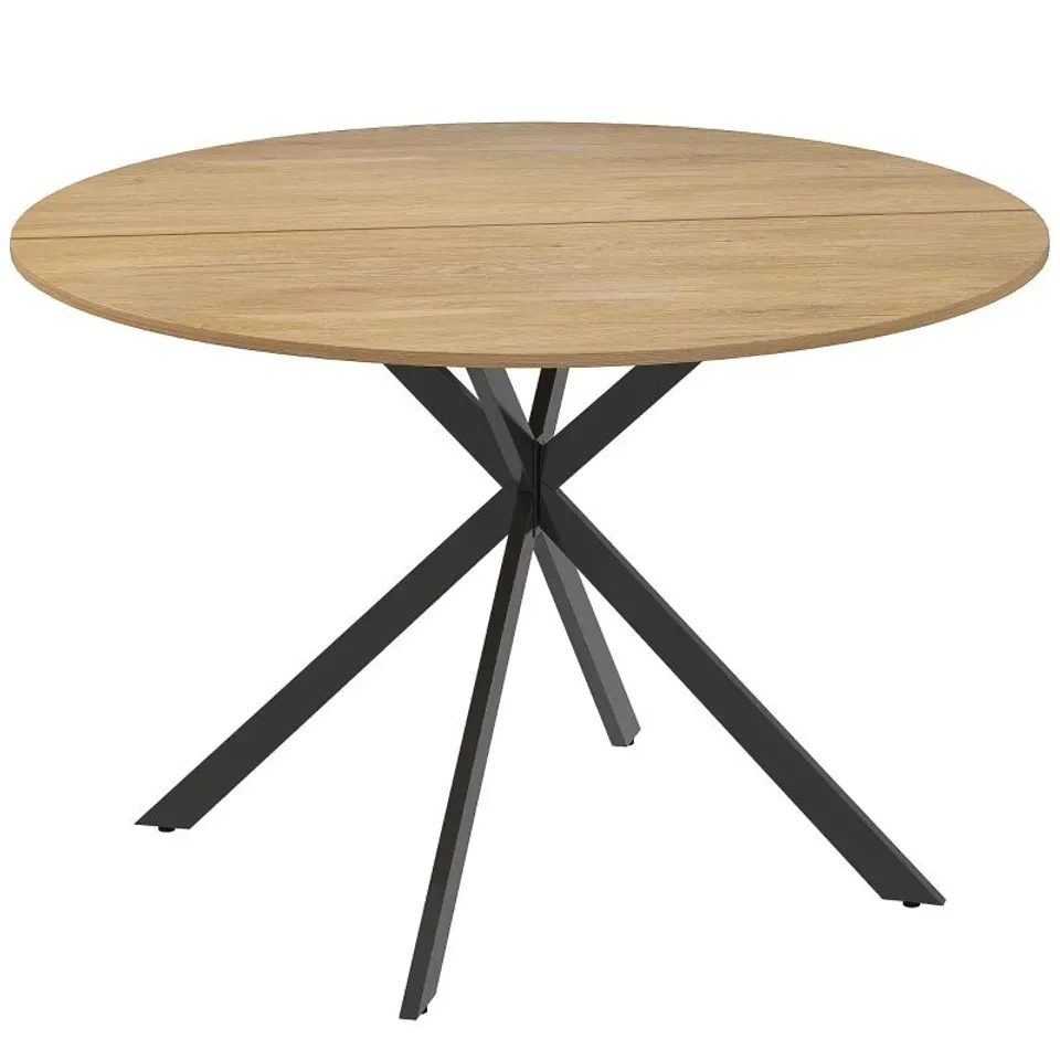 BOXED HOMCOM DINING TABLE FOR 4, 120 CM INDUSTRIAL KITCHEN TABLE WITH WOOD EFFECT TABLETOP AND STEEL LEGS, OAK
