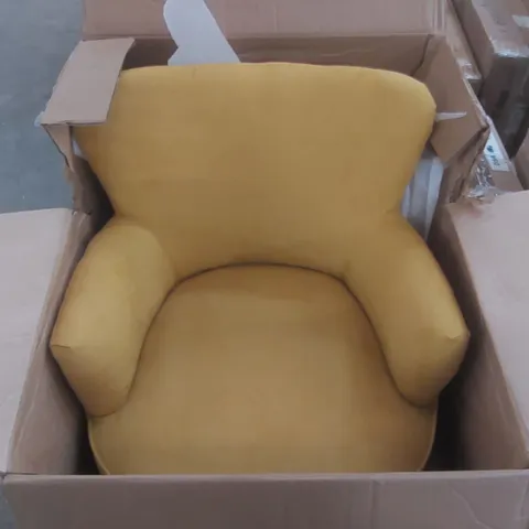 BOXED KEIRA UPHOLSTERED ARMCHAIR IN YELLOW