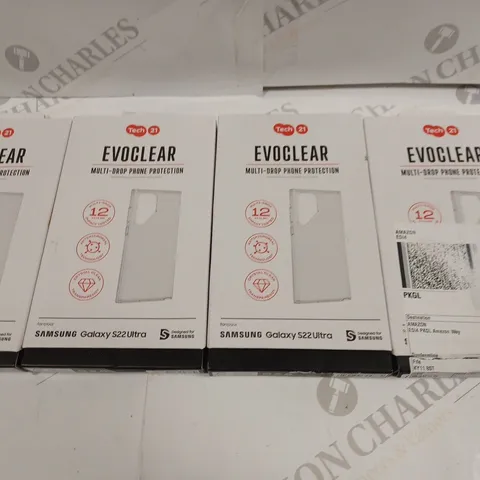 LOT OF 4 TECH 21 EVOCLEAR PHONE CASES FOR SAMSUNG GALAXY S22 ULTRA